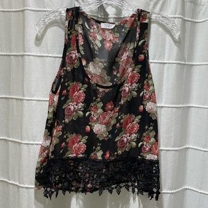 Tobi Black Floral Crop Top